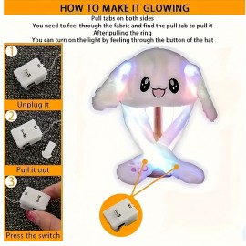 Cute Rabbit Ear Hat Glowing Hat with Moving Ears