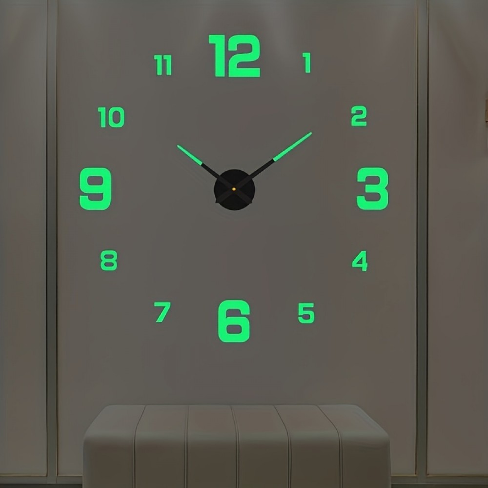 Simple Large Luminous Mute Clock Three-dimensional Digital Wall Clock For Living Room Bedroom Digital Wall Sticker Clock