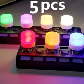 5 PCS USB Small Night Light Mini Creative Portable Soft Light Eye Care LED Small Round Light Available For Student Dormitory Children's Bedside Light USB Plug In