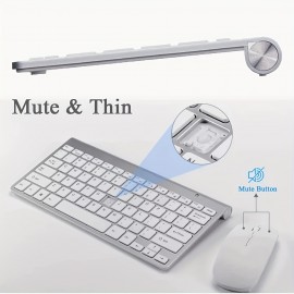 Wireless Keyboard And Mouse Ultra Slim Combo,  2.4G Silent Compact USB Mouse And Scissor Switch Keyboard Set With Cover, 2 AAA And 2 AAA Batteries, For PC/Laptop/Windows/Mac