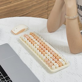 MOFII Keyboard And Mouse Sets With Excellent Color Matching Wireless Keyboard And Mouse Sets,Reliable 2.4 GHz Connectivity For PC,Laptop,Smart TV And More (Milk Tea Color) Gift For Birthday/Valentines/Halloween/Easter/Boy/Girlfriends