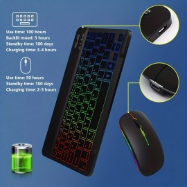 Keyboard For Tablet Android IOS Windows Wireless Mouse Keyboard BT Rainbow Backlit Keyboard For IPad Phone
