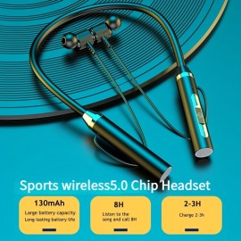 New Neck Sports Wireless Earphones Life Waterproof In-ear Running Surround Sound HIFI Sound Quality Large Capacity Ultra Long Life Two-sided Stereo Headphones Gift
