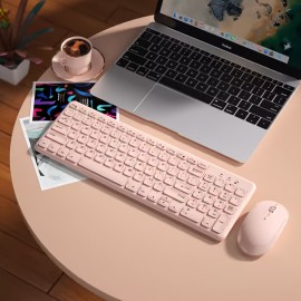 Wireless Keyboard Mouse Set Pink Battery Version